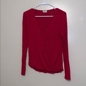 Red wrap style top